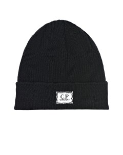 Черная шапка с логотипом на отвороте детская C.p. company