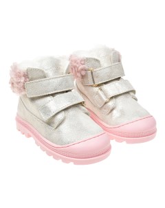 Серебристые ботинки с розовой подошвой детские Walkey