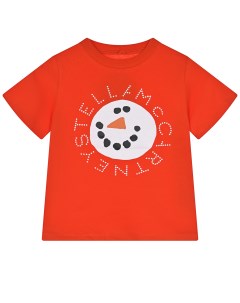 Оранжевая футболка с лого детская Stella mccartney