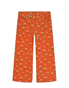 Оранжевые вельветовые брюки с принтом ромашки детские Stella mccartney