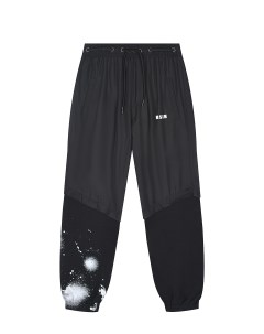 Черные спортивные брюки с белым принтом детские Msgm