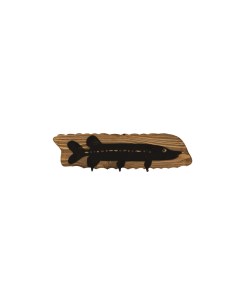 Вешалка брашированная Щука 59x16 см 3 крючка массив сосны Банные штучки