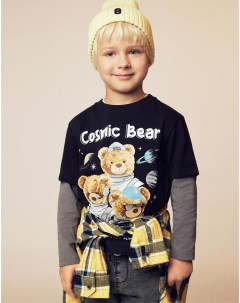 Темно серая футболка с принтом Cosmic bear для мальчика Gloria jeans