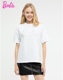 Белая футболка oversize c аппликацией Barbie Gloria jeans