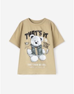 Бежевая футболка с медведем для мальчика Gloria jeans