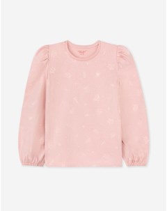 Розовый лонгслив с растительным принтом для девочки Gloria jeans