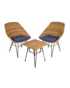 Комплект кофейный стол и два кресла коричневый 65x90x64 см Ecodesign