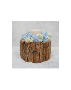 Декоративная свеча с голубым мхом коричневый 18x20x18 см Wowbotanica