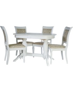 Обеденная группа стол и 4 стула белый Аврора