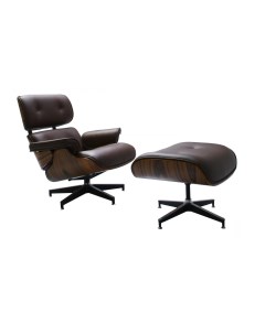 Кресло eames lounge chair и оттоманка eames lounge chair коричневый 90x84 см Bradexhome