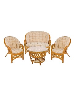Комплект мебели рузвельт стол 2 кресла и диван коричневый 124x90x80 см Ecodesign