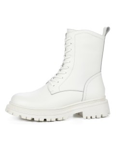 Белые ботинки из кожи на шнуровке на подкладке из натуральной шерсти на тракторной подошве Respect
