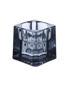 Подсвечник 5 см для чайной свечи стекло серый Кубик Kuchenland