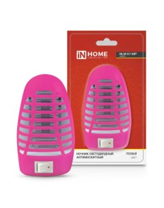 Ночник NLM 01 MP в розетку пластик 230 В москитный светодиодный с выключателем розовый In home