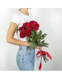 Букет из высоких красных роз Эквадор 7 шт 70 см Л'этуаль flowers