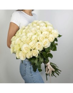 Букет из высоких белых роз Эквадор 45 шт 70 см Л'этуаль flowers