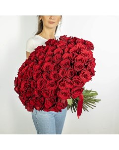 Букет из высоких красных роз Эквадор 101 шт 70 см Л'этуаль flowers