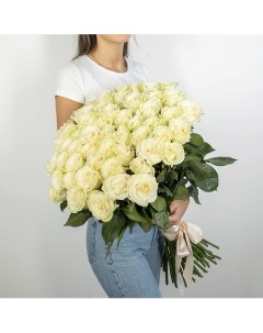 Букет из высоких белых роз Эквадор 51 шт 70 см Л'этуаль flowers