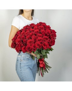 Букет из высоких красных роз Эквадор 45 шт 70 см Л'этуаль flowers