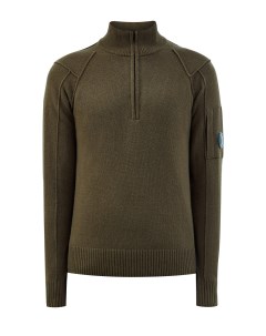 Шерстяной свитер с фактурными швами и застежкой на молнию C.p. company