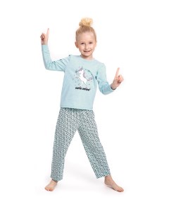 Пижама для девочки футболка с длинным рукавом и брюки Мика Oldos