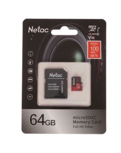 Карта памяти Micro SecureDigital 64Gb SDXC class 10 NT02P500PRO 064G R SD adapter Netac
