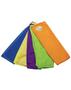 Салфетки универсальные комплект 5 шт микрофибра 30х30 см Фиолетовая синяя желтая зеленая оранжевая 6 Любаша
