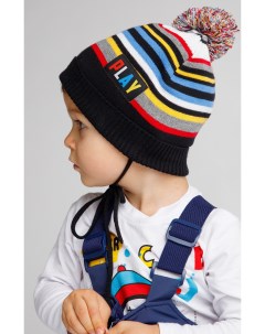 Полосатая шапка с помпоном для мальчика Playtoday baby