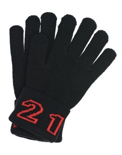 Черные перчатки с красным логотипом детские No21