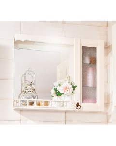 Зеркало шкаф Кантри 75 бежевый дуб прованс с балюстрадой Бриклаер