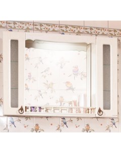 Зеркало шкаф Кантри 105 бежевый дуб прованс c балюстрадой с двумя шкафчиками Кантри 20 Бриклаер