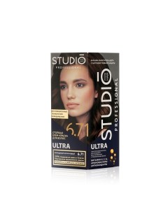 Стойкая крем краска для волос Ultra 6 71 Холодный коричневый Studio