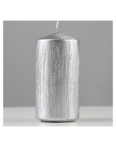 Свеча цилиндр Винтаж 5х10 см серебро Nnb