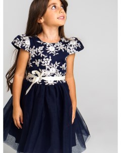 Нарядное тёмно синее платье с вышивкой Playtoday kids