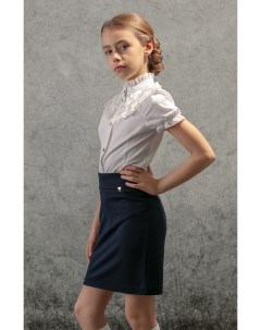 Белая блузка с кружевом и коротким рукавом для девочки School by playtoday