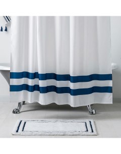 Штора для ванной комнаты Maritime цвет белый с синим Moroshka