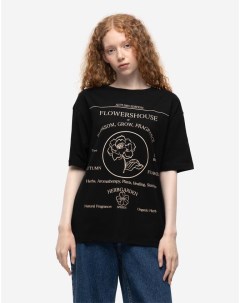 Черная футболка oversize с принтом Flowershouse Gloria jeans