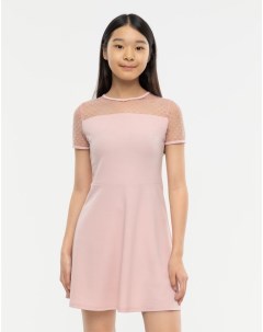 Розовое платье с сетчатой вставкой для девочки Gloria jeans