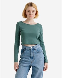 Зеленый приталенный лонгслив Gloria jeans