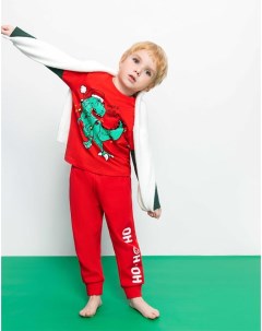 Красный лонгслив с динозавром для мальчика Gloria jeans