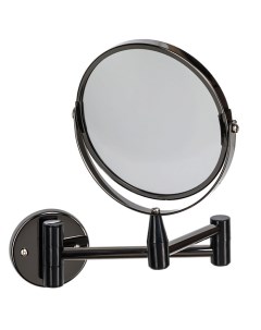 Зеркало косметическое d 15см 2 стороннее настенное черный никелированный металл Swensa