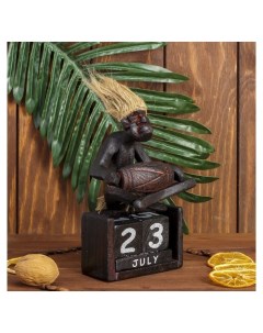 Сувенир календарь Абориген сидит с барабаном 19х11х5 5 см Кнр