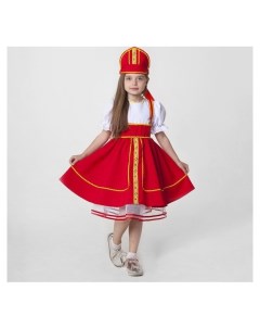 Русский народный костюм кокошник сарафан с рубашкой цвет красный рост 122 128 6 7 лет Nnb