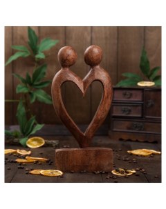 Сувенир дерево Пара сердце коричневый цвет 30х16х4 см Nnb