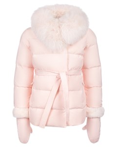 Розовая куртка с меховой отделкой детская Yves salomon