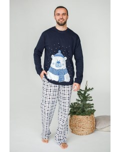 Муж пижама Снежный мишка Синий р 48 Оптима трикотаж