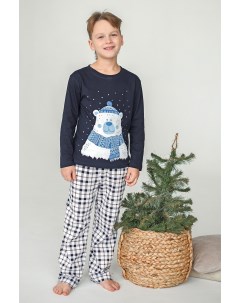 Дет пижама Снежный мишка для мальчика Синий р 38 Оптима трикотаж