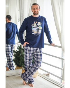 Муж пижама Зимние каникулы Синий р 46 Оптима трикотаж