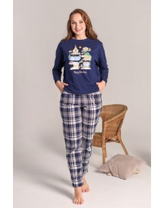 Жен пижама с брюками Зимние каникулы Синий р 56 Оптима трикотаж