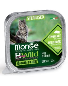 Влажный корм для кошек Bwild Grain free из кабана с овощами 0 1 кг Monge